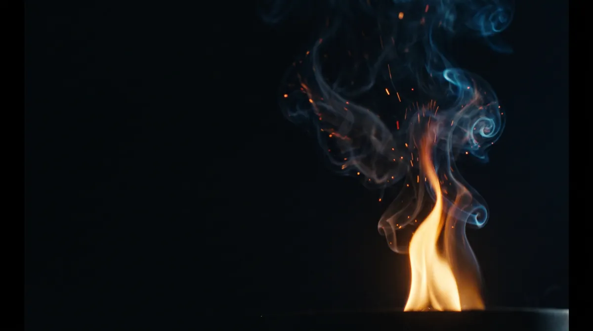 A single flame with smoke curling upward like the wings of a dove.